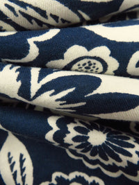 Yankees Blue/Buttercream 100% Cotton Abstract Floral Print Interlock Knit 57W