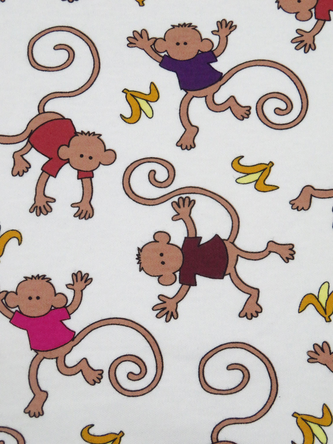 White/Chamoisee/Straw/Multi Cotton/Polyester Monkeys & Bananas Print Interlock Knit 60W