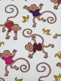 White/Chamoisee/Straw/Multi Cotton/Polyester Monkeys & Bananas Print Interlock Knit 60W
