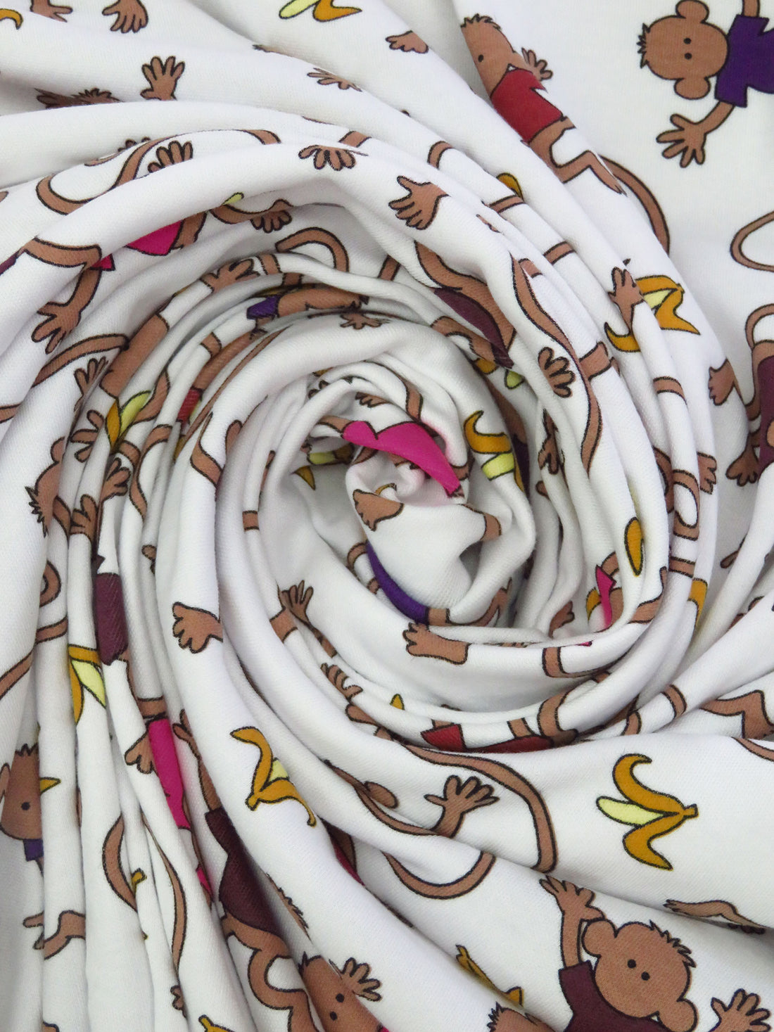 White/Chamoisee/Straw/Multi Cotton/Polyester Monkeys & Bananas Print Interlock Knit 60W