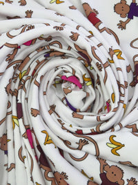 White/Chamoisee/Straw/Multi Cotton/Polyester Monkeys & Bananas Print Interlock Knit 60W