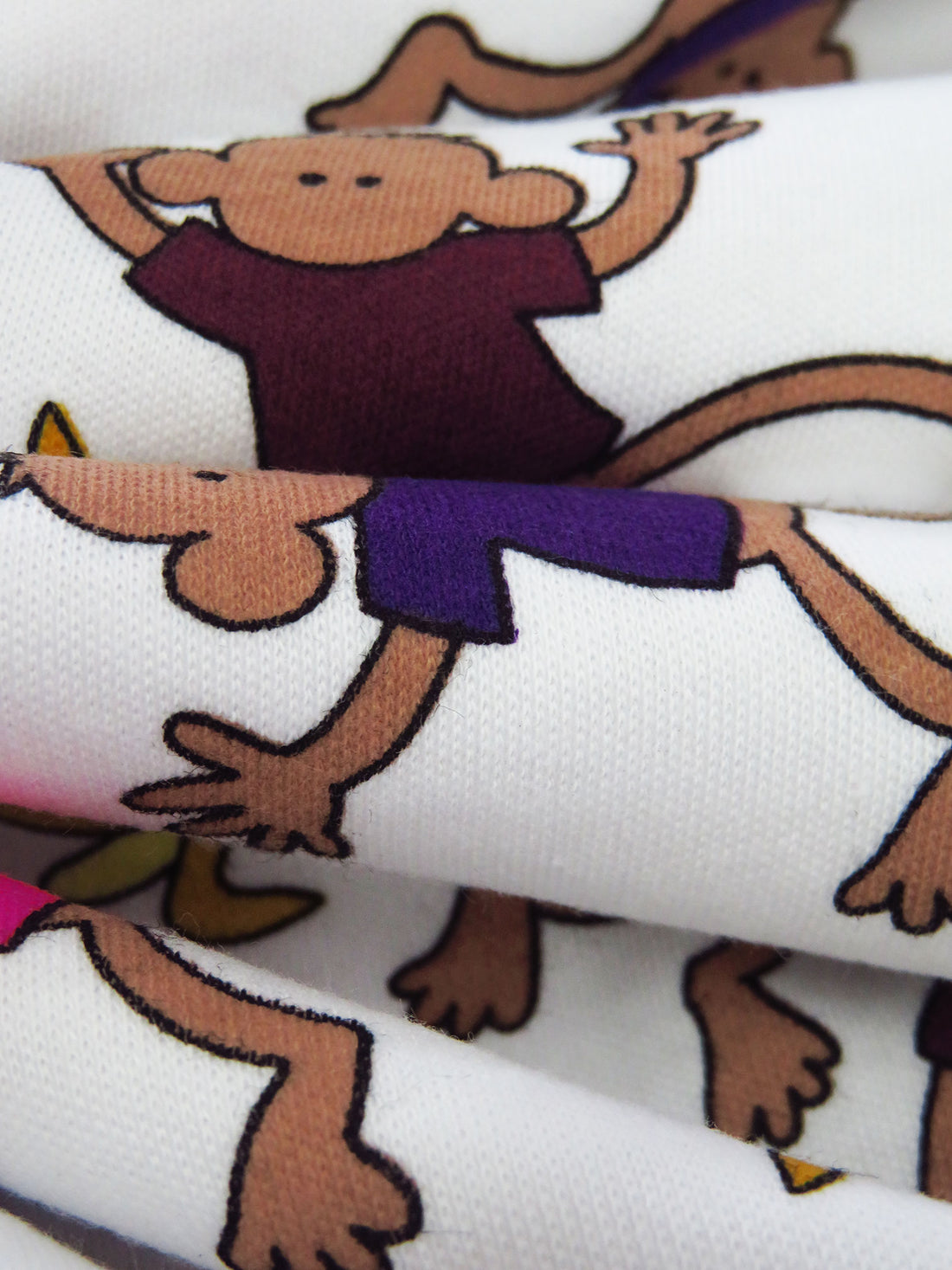 White/Chamoisee/Straw/Multi Cotton/Polyester Monkeys & Bananas Print Interlock Knit 60W