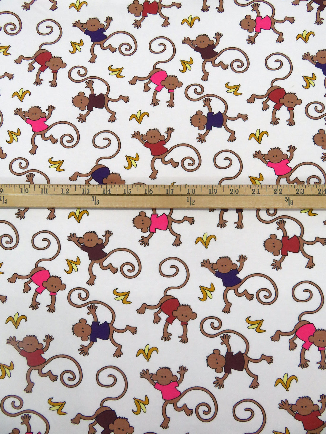 White/Chamoisee/Straw/Multi Cotton/Polyester Monkeys & Bananas Print Interlock Knit 60W