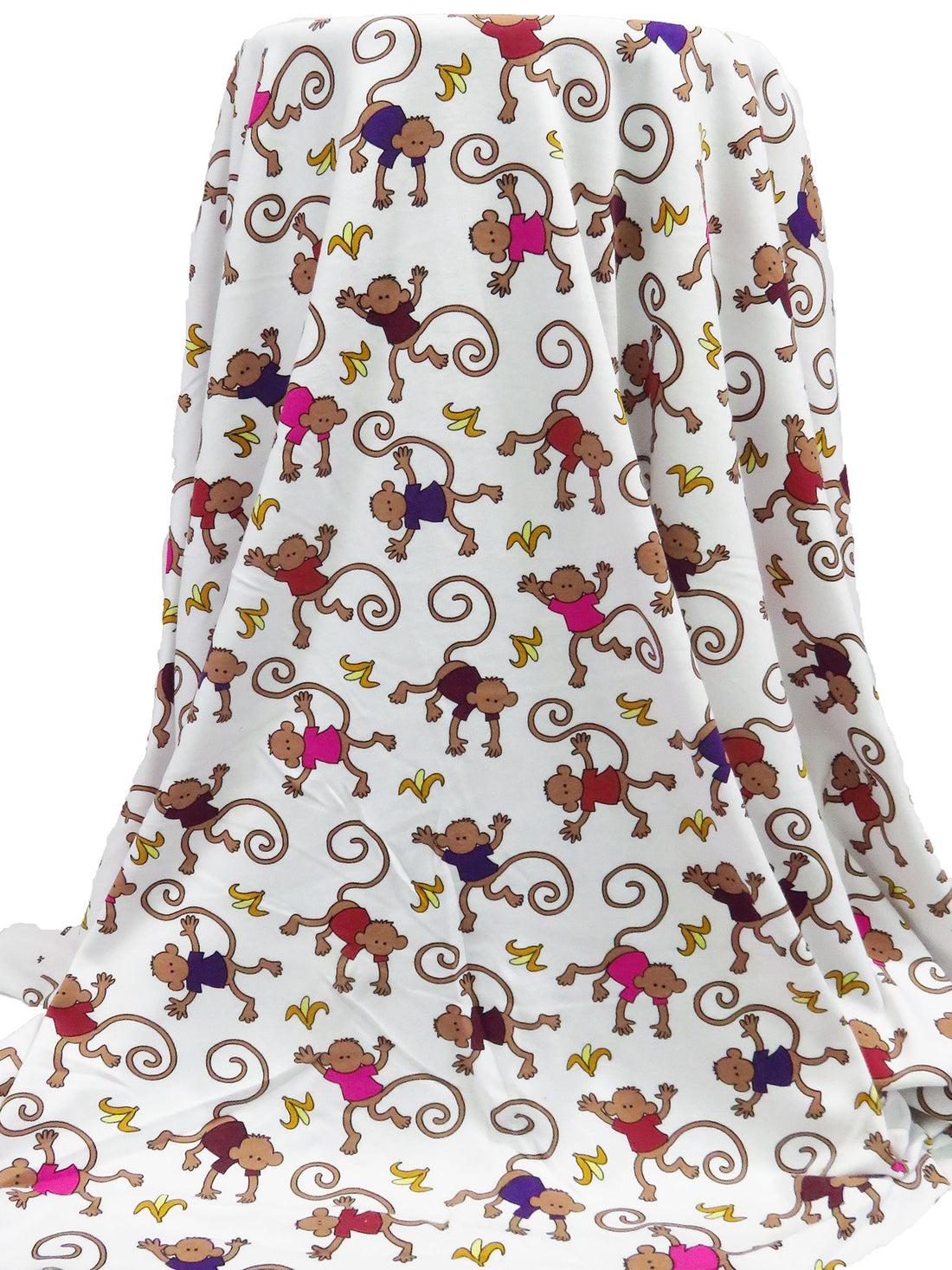 White/Chamoisee/Straw/Multi Cotton/Polyester Monkeys & Bananas Print Interlock Knit 60W