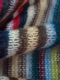 Black/Scarlet/Dusty Lime/Multi 100% Polyester Horizontal Stripe Open Weave Sweater Knit 56W