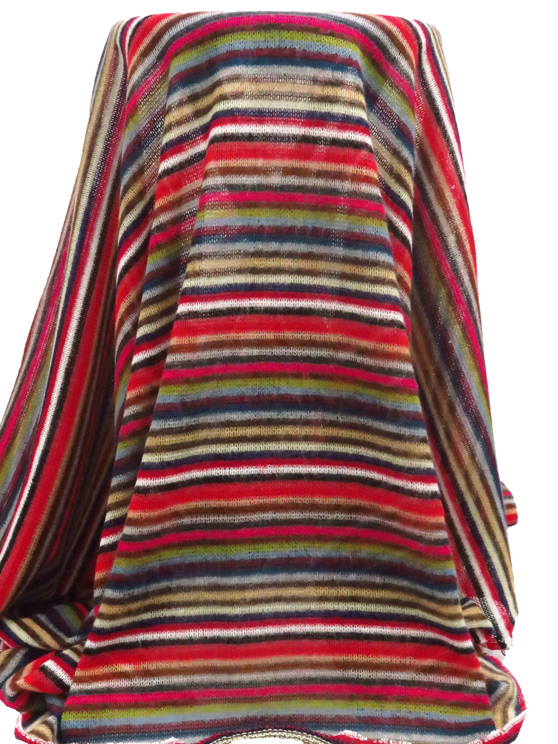 Black/Scarlet/Dusty Lime/Multi 100% Polyester Horizontal Stripe Open Weave Sweater Knit 56W
