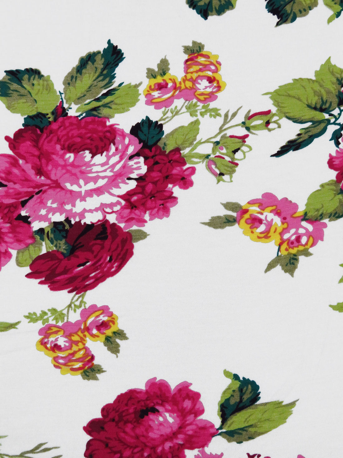 French Wine/Off-White/Pomelo/Multi Rayon/Lycra Floral Cluster Print Jersey Knit 58W