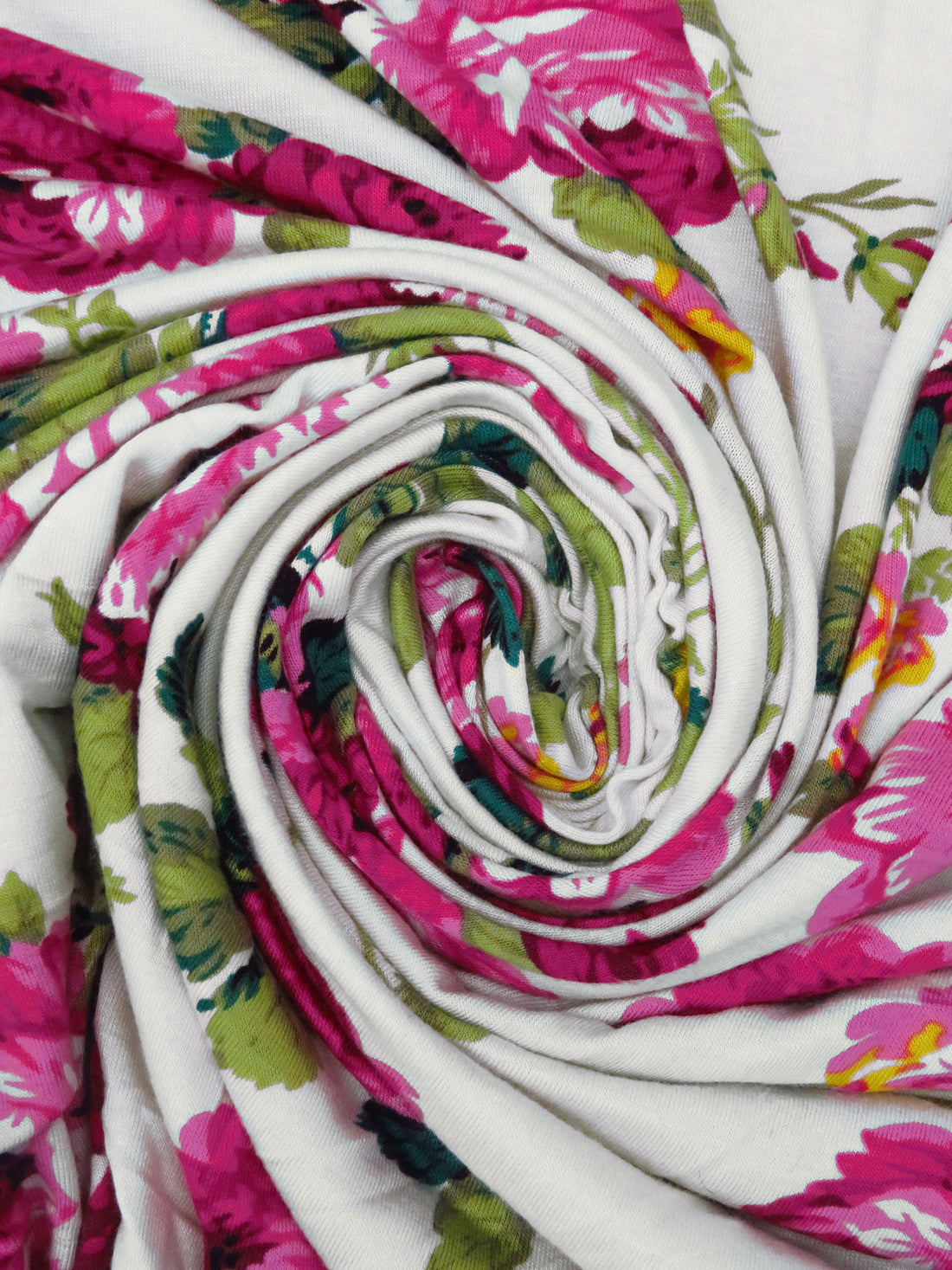French Wine/Off-White/Pomelo/Multi Rayon/Lycra Floral Cluster Print Jersey Knit 58W