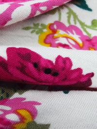 French Wine/Off-White/Pomelo/Multi Rayon/Lycra Floral Cluster Print Jersey Knit 58W