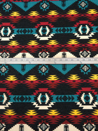 Dark Charcoal/Teal/Dark Burnt Red/Multi Polyester/Lycra Tribal Print Ponte Knit 56W