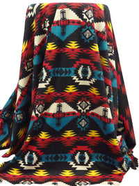 Dark Charcoal/Teal/Dark Burnt Red/Multi Polyester/Lycra Tribal Print Ponte Knit 56W