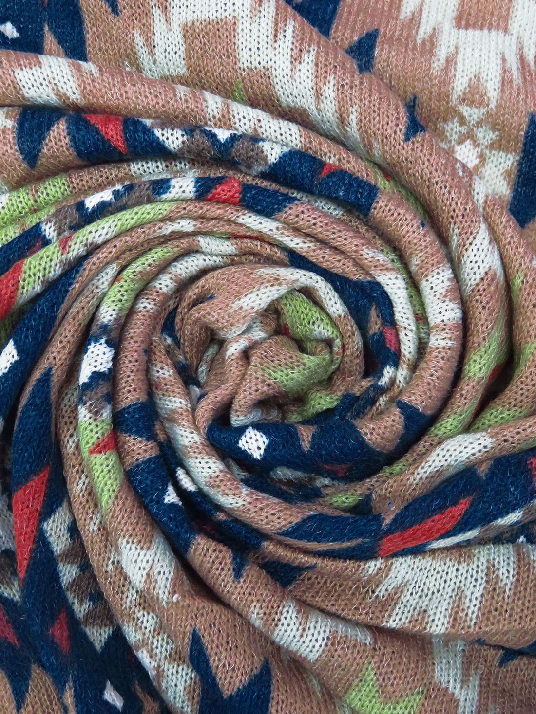 Dark Navy/Smoky Pink/Cinnabar/Multi Polyester/Lycra Tribal Print Sweater Knit 54W