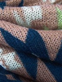 Dark Navy/Smoky Pink/Cinnabar/Multi Polyester/Lycra Tribal Print Sweater Knit 54W