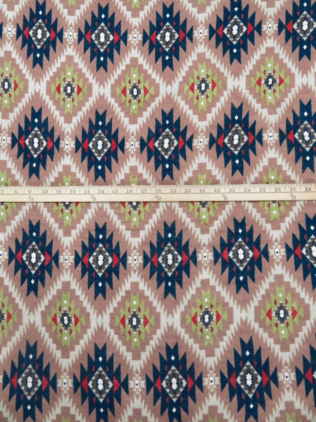 Dark Navy/Smoky Pink/Cinnabar/Multi Polyester/Lycra Tribal Print Sweater Knit 54W