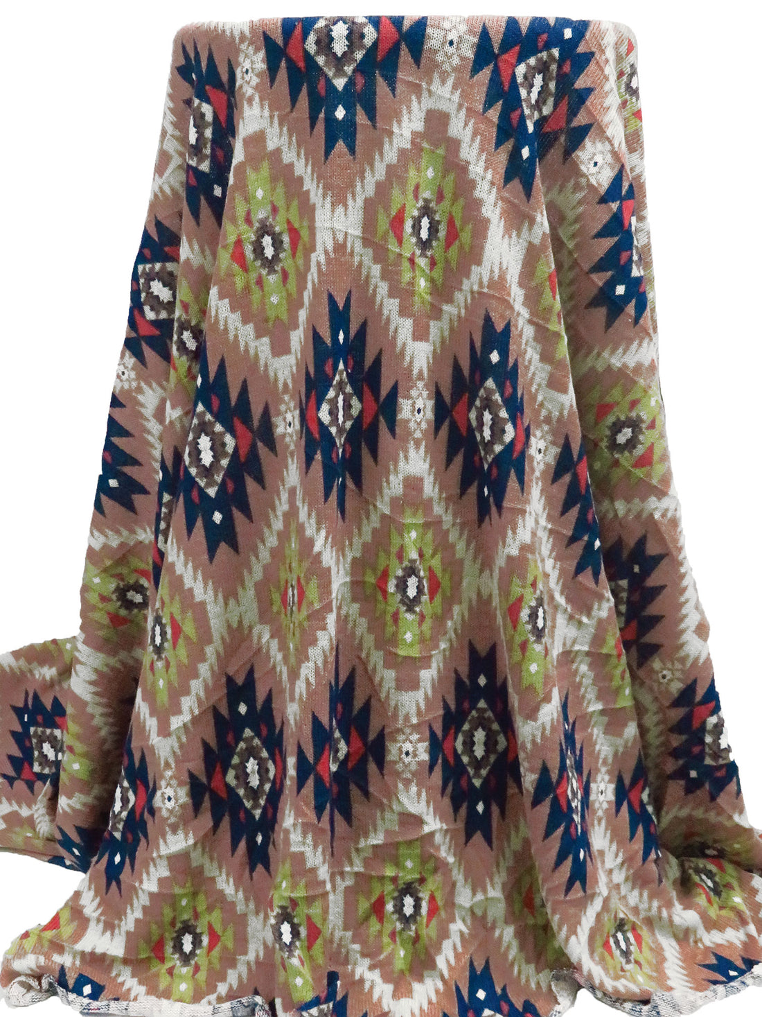 Dark Navy/Smoky Pink/Cinnabar/Multi Polyester/Lycra Tribal Print Sweater Knit 54W