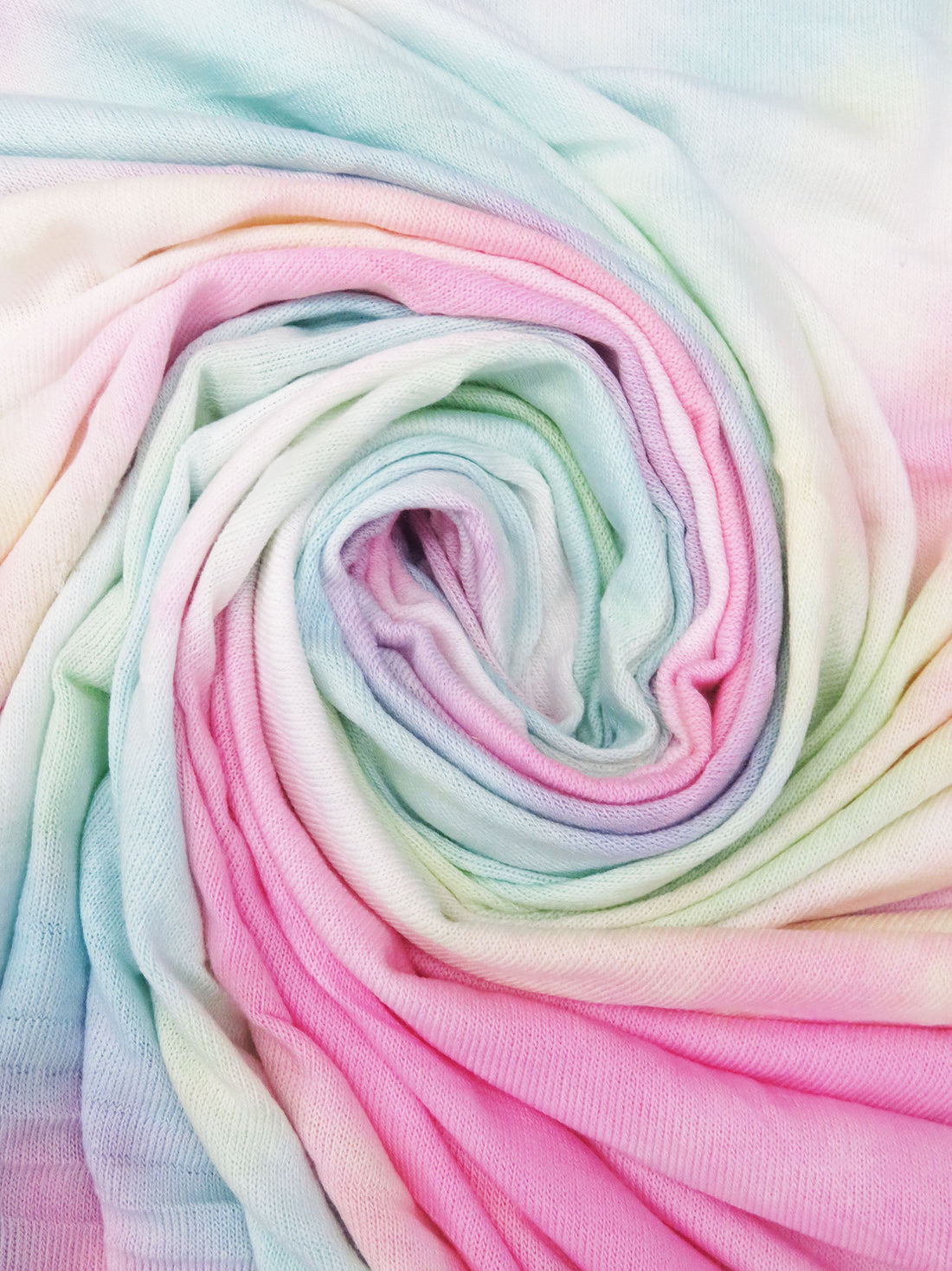 Pale Lemon/Cotton Candy Pink/White/Multi Polyester/Rayon/Lycra Tie-Dye Print Sweater Knit 58W