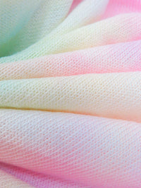 Pale Lemon/Cotton Candy Pink/White/Multi Polyester/Rayon/Lycra Tie-Dye Print Sweater Knit 58W