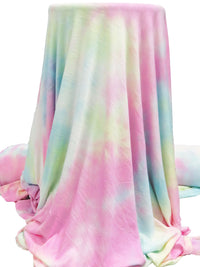 Pale Lemon/Cotton Candy Pink/White/Multi Polyester/Rayon/Lycra Tie-Dye Print Sweater Knit 58W