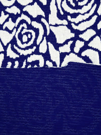 Navy Blue/White Polyester/Rayon Abstract Rose Weave Jacquard Double Knit 60W