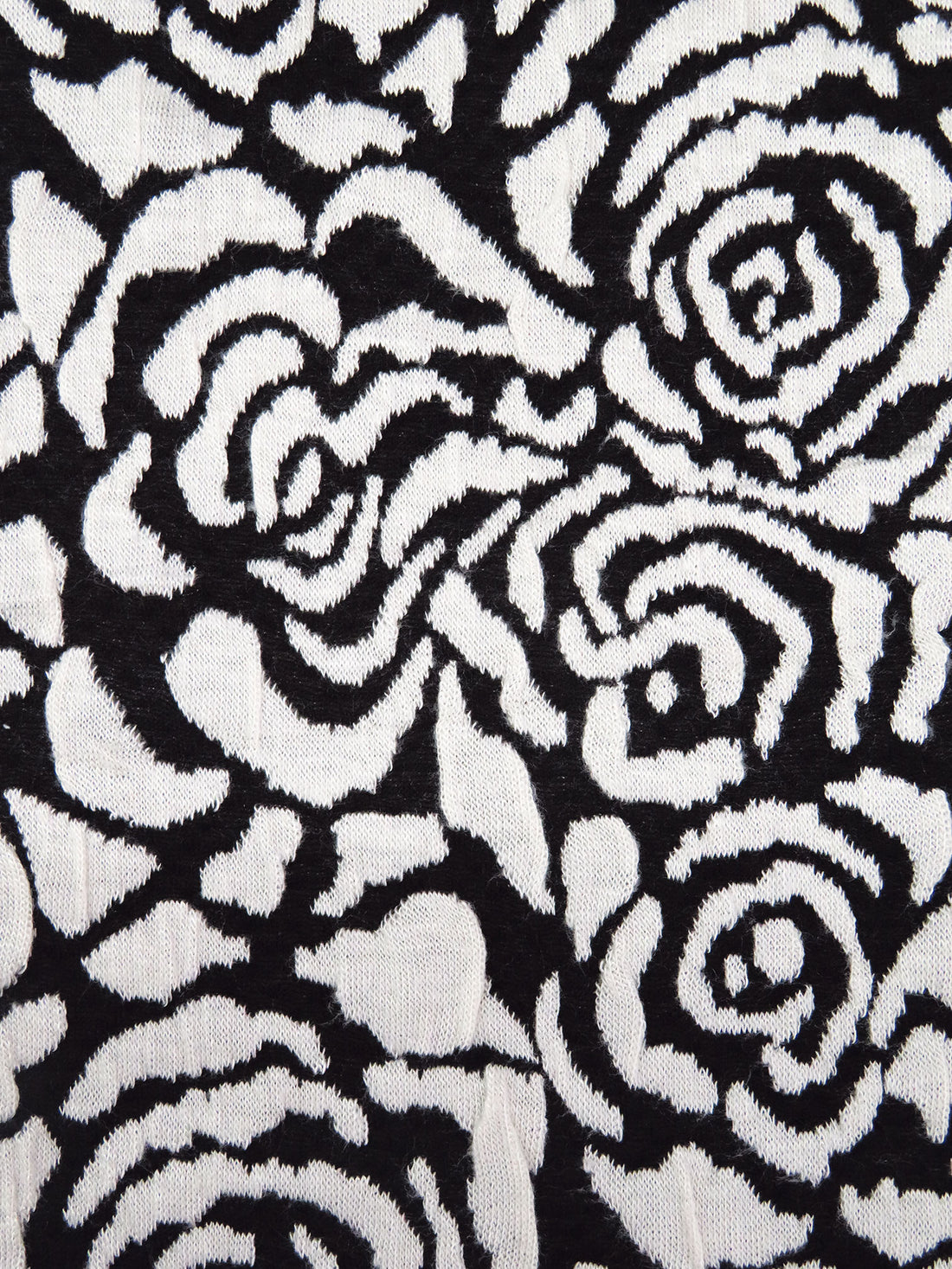 Black/White Polyester/Rayon Abstract Rose Weave Jacquard Double Knit 58W