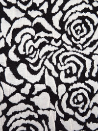 Black/White Polyester/Rayon Abstract Rose Weave Jacquard Double Knit 58W