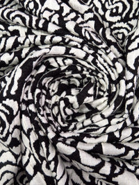 Black/White Polyester/Rayon Abstract Rose Weave Jacquard Double Knit 58W