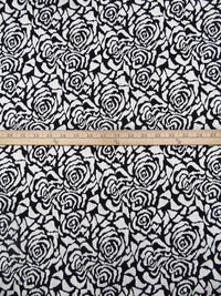 Black/White Polyester/Rayon Abstract Rose Weave Jacquard Double Knit 58W