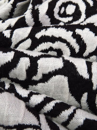Black/White Polyester/Rayon Abstract Rose Weave Jacquard Double Knit 58W