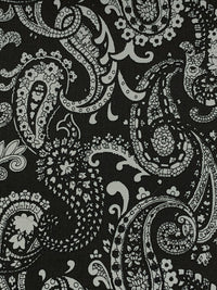 Black/Castle Gray Cotton/Lycra Stylized Paisley Print Stretch Twill Bottom Weight Woven 48W
