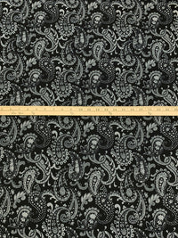 Black/Castle Gray Cotton/Lycra Stylized Paisley Print Stretch Twill Bottom Weight Woven 48W