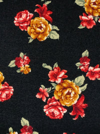 Black/Goldenrod/Auburn/Multi Polyester/Lycra Floral Print Sweater Knit 56W