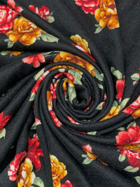 Black/Goldenrod/Auburn/Multi Polyester/Lycra Floral Print Sweater Knit 56W