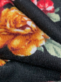 Black/Goldenrod/Auburn/Multi Polyester/Lycra Floral Print Sweater Knit 56W