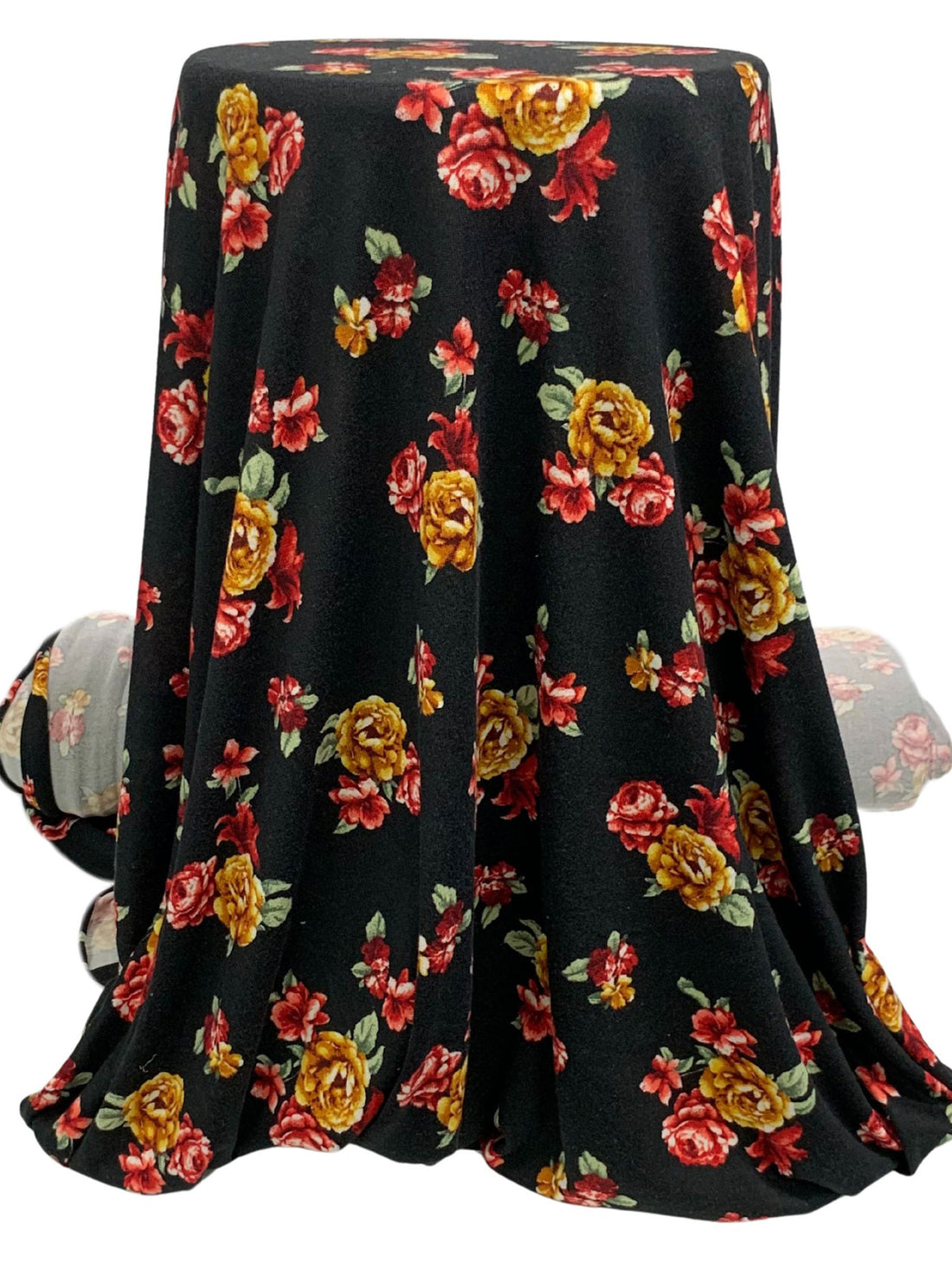 Black/Goldenrod/Auburn/Multi Polyester/Lycra Floral Print Sweater Knit 56W