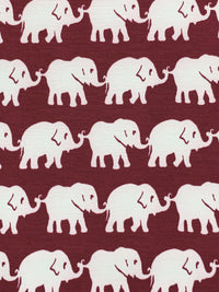 Burgundy/White Polyester/Lycra Horizontal Elephant Print Slubbed ITY Knit 58W