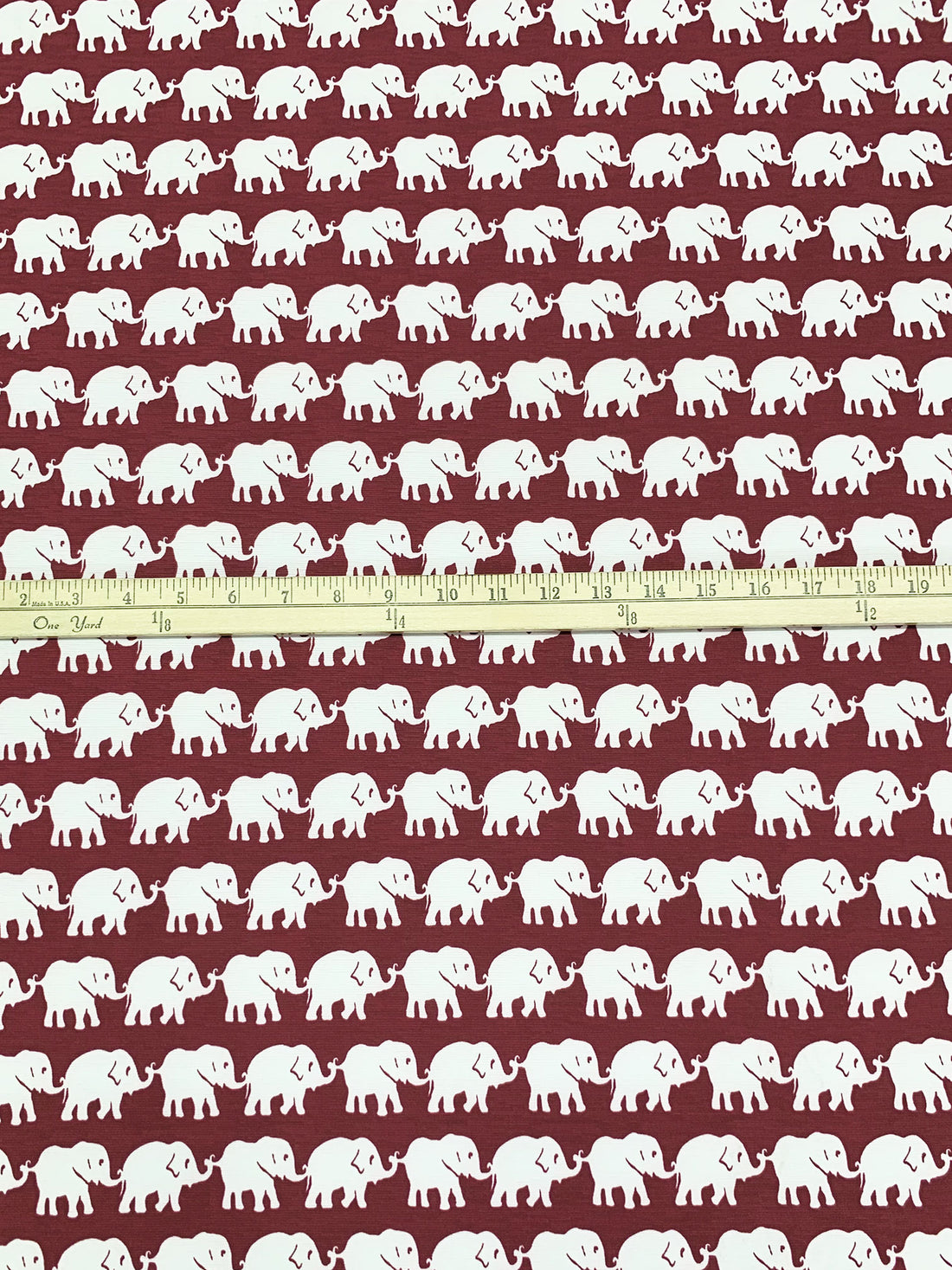 Burgundy/White Polyester/Lycra Horizontal Elephant Print Slubbed ITY Knit 58W