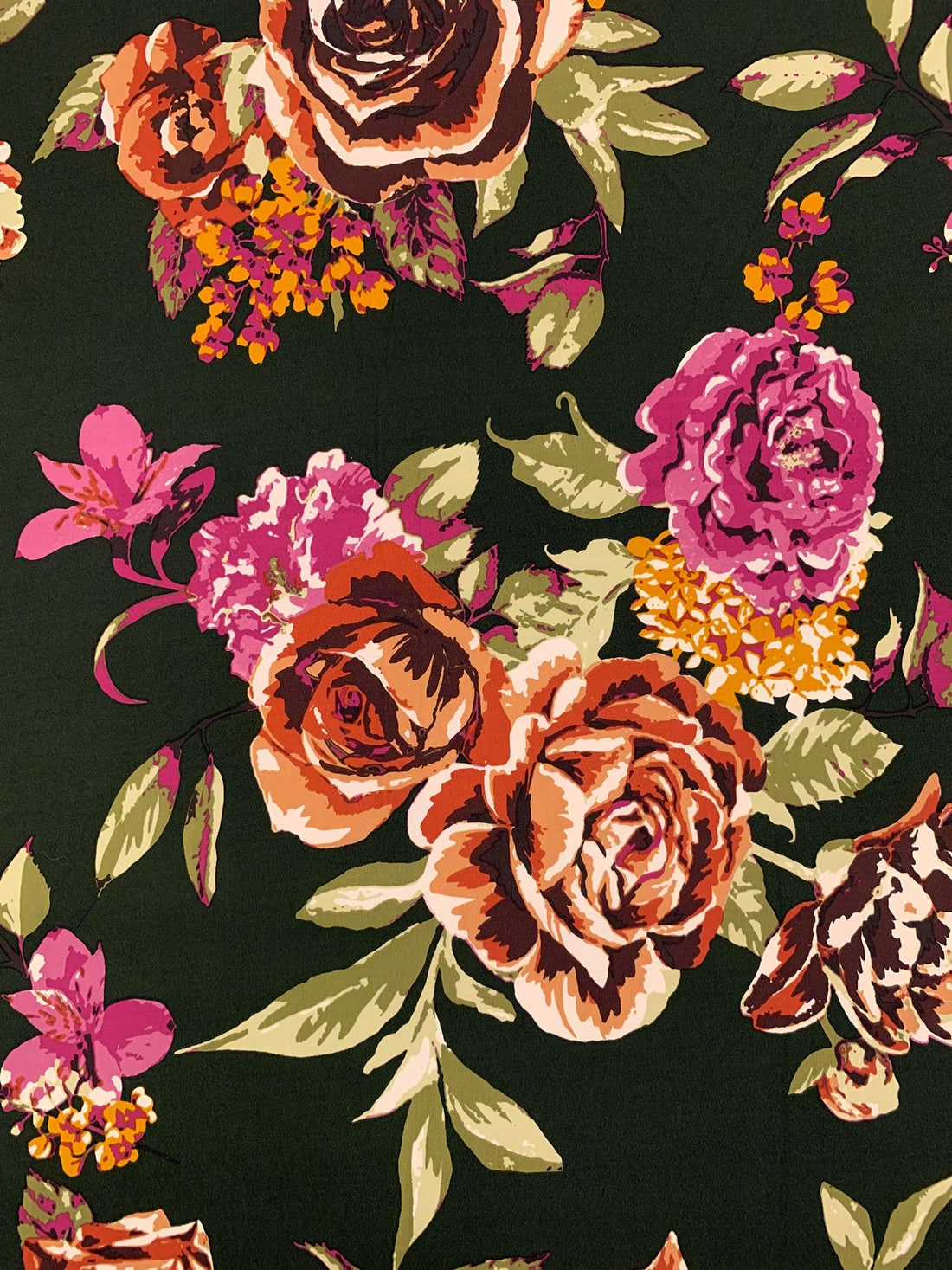 Midnight Forest/Dark Fuchsia/Amber/Multi Polyester/Lycra Floral Print ITY Knit 60W