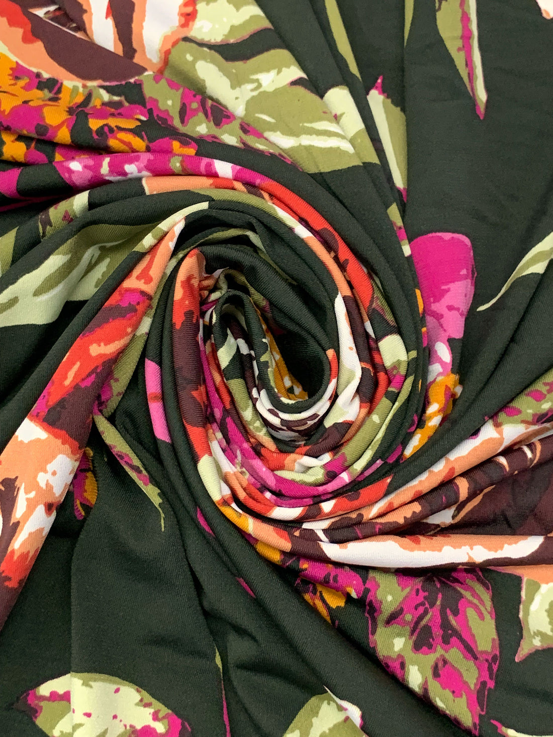 Midnight Forest/Dark Fuchsia/Amber/Multi Polyester/Lycra Floral Print ITY Knit 60W