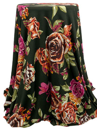 Midnight Forest/Dark Fuchsia/Amber/Multi Polyester/Lycra Floral Print ITY Knit 60W