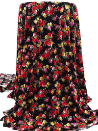 Black/Scarlet/Lemon/Multi Rayon/Lycra Small Floral Cluster Print Jersey Knit 54W
