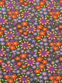 Mossy Gray/Plum/Rust/Multi Polyester/Lycra Wildflower Print Jersey Knit 58W