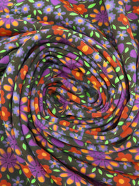 Mossy Gray/Plum/Rust/Multi Polyester/Lycra Wildflower Print Jersey Knit 58W