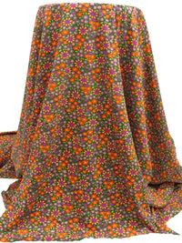 Mossy Gray/Plum/Rust/Multi Polyester/Lycra Wildflower Print Jersey Knit 58W