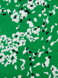 Irish Green/Black/White Rayon/Lycra Abstract Floral Print Jersey Knit 64W