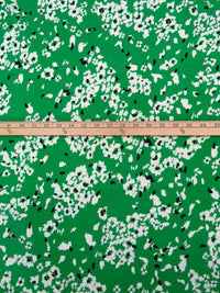Irish Green/Black/White Rayon/Lycra Abstract Floral Print Jersey Knit 64W
