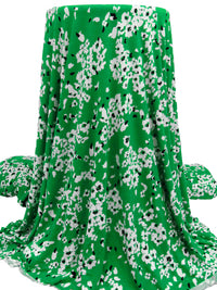 Irish Green/Black/White Rayon/Lycra Abstract Floral Print Jersey Knit 64W