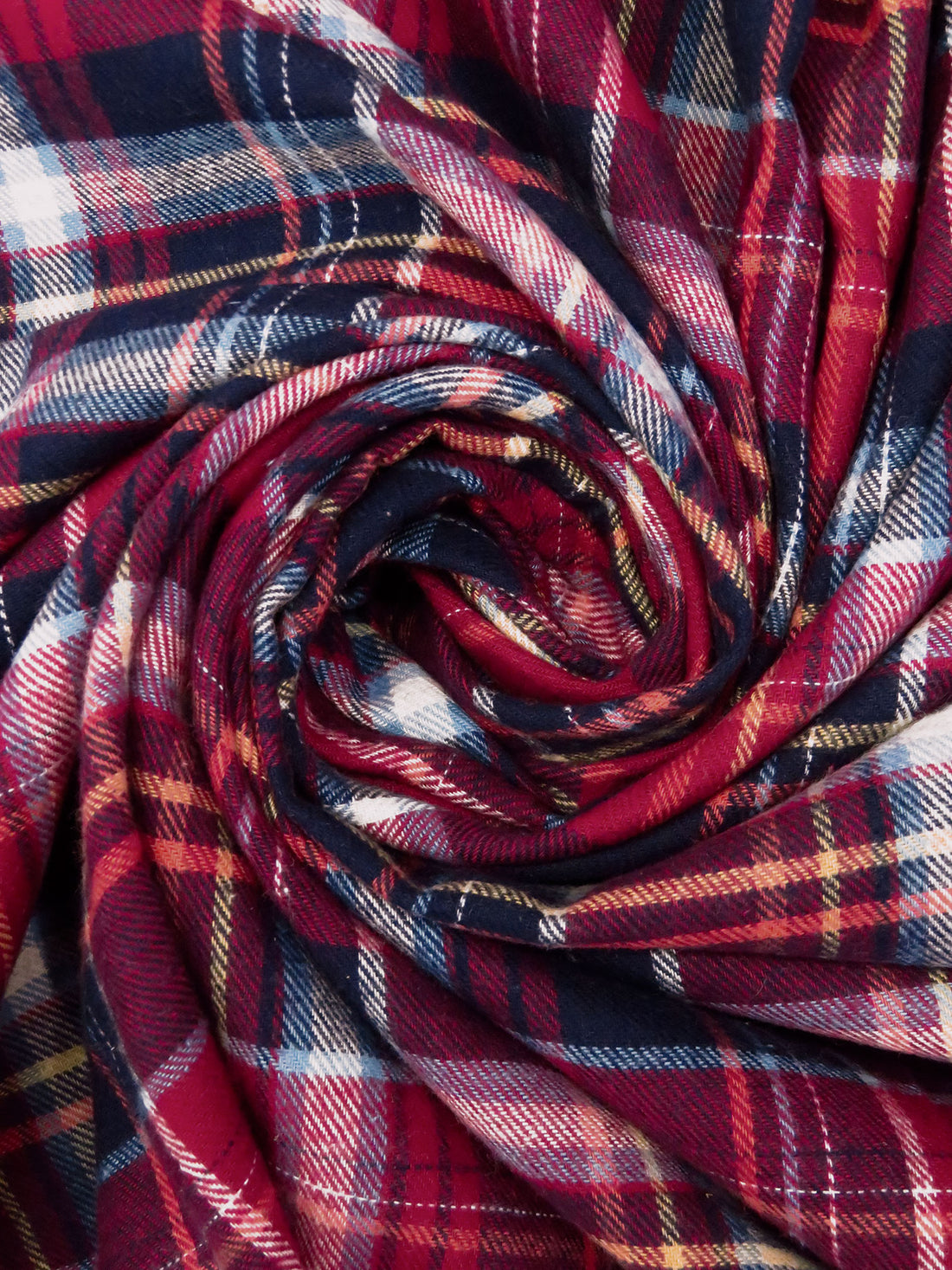 Claret/Midnight Navy/Butter/Multi 100% Cotton Plaid Weave Yarn-Dyed Flannel Shirting - NY Designer - 56W