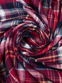 Claret/Midnight Navy/Butter/Multi 100% Cotton Plaid Weave Yarn-Dyed Flannel Shirting - NY Designer - 56W