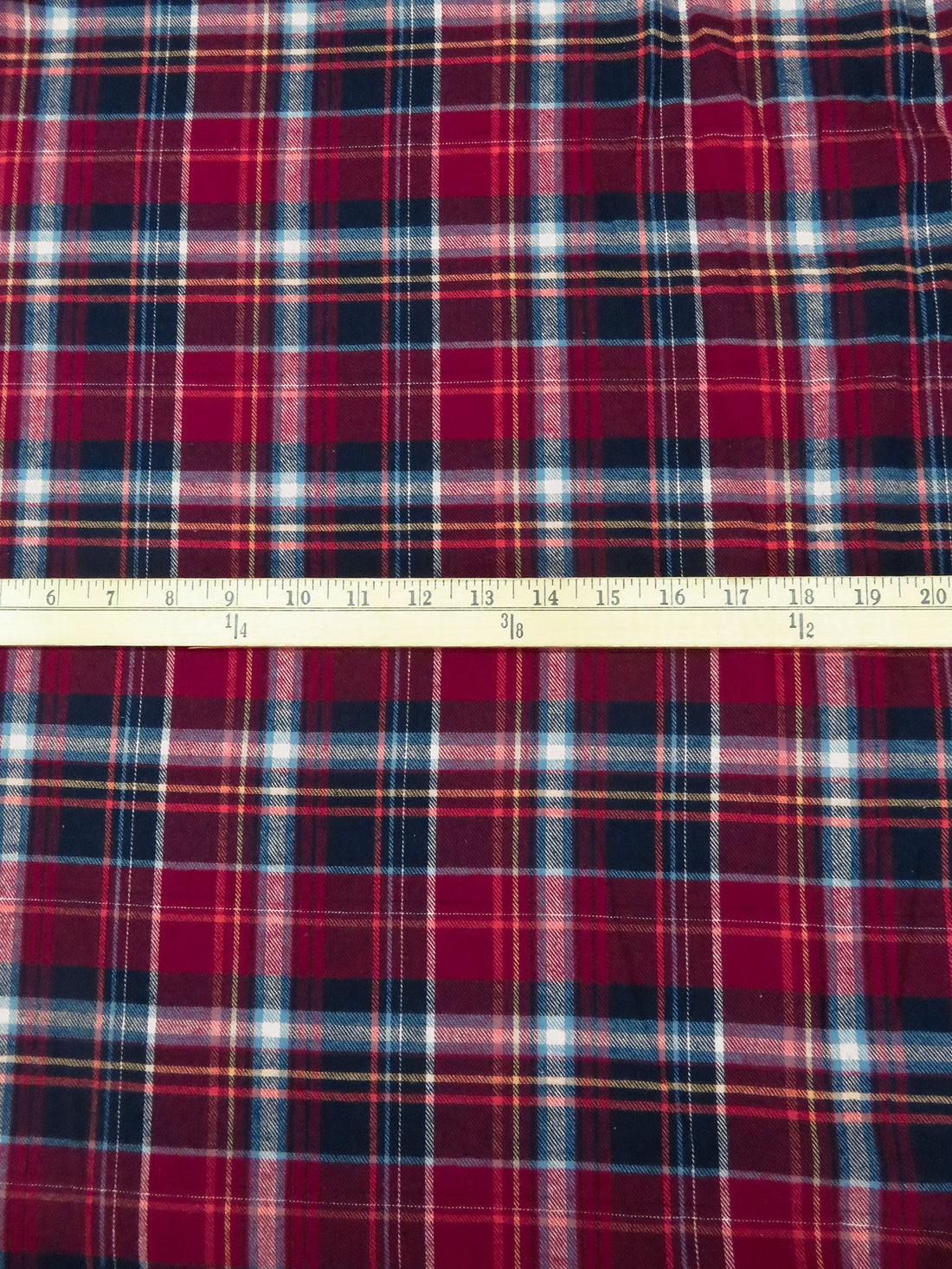 Claret/Midnight Navy/Butter/Multi 100% Cotton Plaid Weave Yarn-Dyed Flannel Shirting - NY Designer - 56W