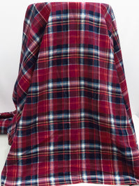 Claret/Midnight Navy/Butter/Multi 100% Cotton Plaid Weave Yarn-Dyed Flannel Shirting - NY Designer - 56W